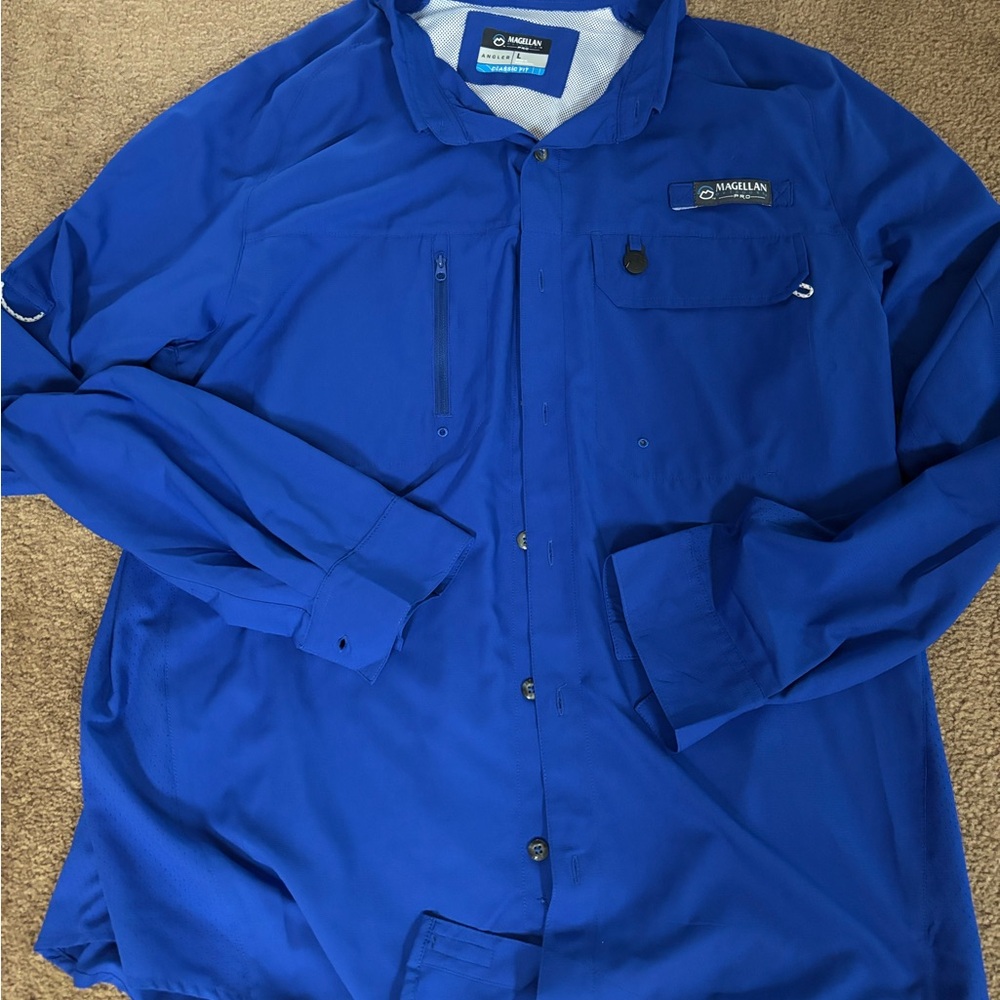 Magellan Outdoors Men's Blue Long Sleeve Fishing Shirt